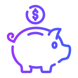 Piggy bank icon representing cabinet painting cost savings.