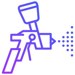 Line icon of a spray gun representing Bompani Painting’s expert cabinet painters in Utah, specialists in precision cabinet painting services