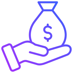 Icon of a hand holding a money bag, symbolizing high costs of replacing bathroom vanities