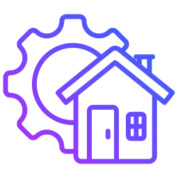 Bathroom vanity paint peeling problem icon with house and gear